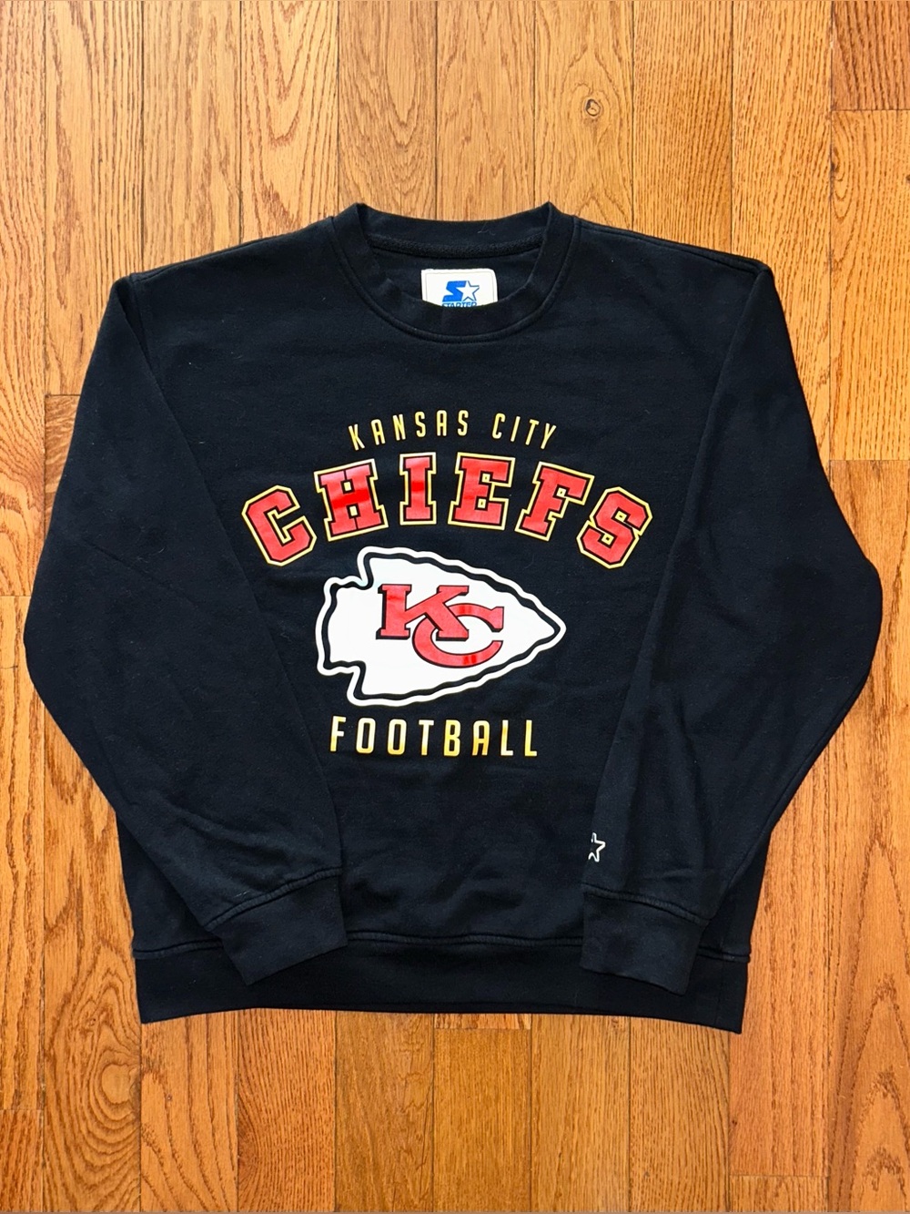Kansas City Chiefs Football Starter Black Crewneck Size Large